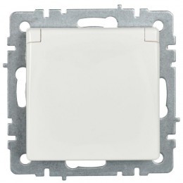 Розетка BRITE РСбш10-3-БрБ 16А IP20 с заземл. защ. шторки с крышкой механизм бел. IEK BR-R16-16-K01