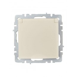 Розетка BRITE РСбш10-3-БрКр 16А IP20 с заземл. защ. шторки с крышкой механизм беж. IEK BR-R16-16-K10