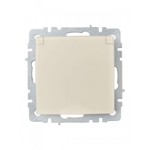 Розетка BRITE РСбш10-3-БрКр 16А IP20 с заземл. защ. шторки с крышкой механизм беж. IEK BR-R16-16-K10