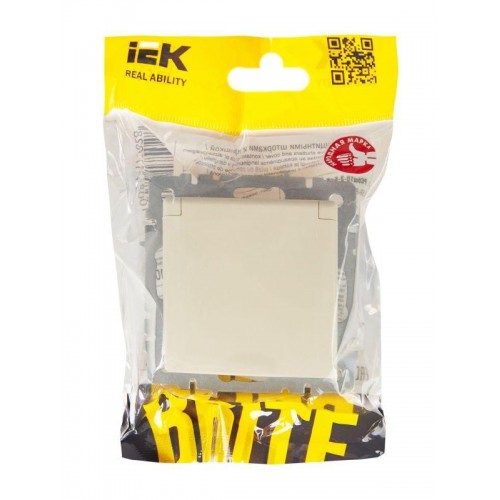 Розетка BRITE РСбш10-3-БрКр 16А IP20 с заземл. защ. шторки с крышкой механизм беж. IEK BR-R16-16-K10