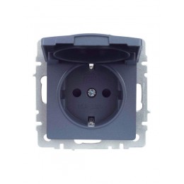Розетка BRITE РСбш10-3-БрМ 16А IP20 с заземл. защ. шторки с крышкой механизм маренго IEK BR-R16-16-K35