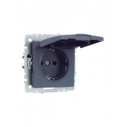 Розетка BRITE РСбш10-3-БрМ 16А IP20 с заземл. защ. шторки с крышкой механизм маренго IEK BR-R16-16-K35