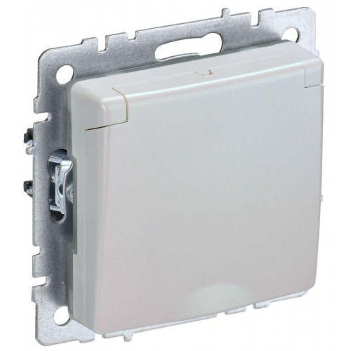 Розетка BRITE РСбш10-3-БрЖ 16А IP20 с заземл. защ. шторки с крышкой механизм жемчуж. IEK BR-R16-16-K36