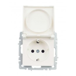 Розетка BRITE РСбш10-3-БрЖ 16А IP20 с заземл. защ. шторки с крышкой механизм жемчуж. IEK BR-R16-16-K36