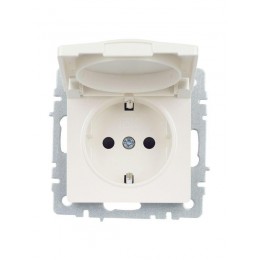 Розетка BRITE РСбш10-3-БрЖ 16А IP20 с заземл. защ. шторки с крышкой механизм жемчуж. IEK BR-R16-16-K36