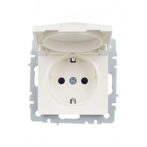 Розетка BRITE РСбш10-3-БрЖ 16А IP20 с заземл. защ. шторки с крышкой механизм жемчуж. IEK BR-R16-16-K36