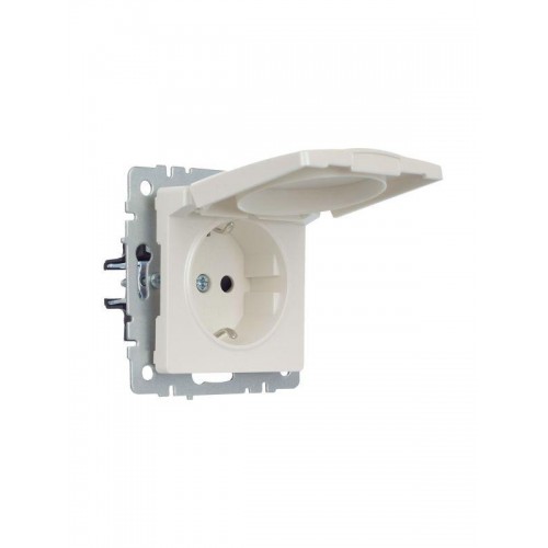 Розетка BRITE РСбш10-3-БрЖ 16А IP20 с заземл. защ. шторки с крышкой механизм жемчуж. IEK BR-R16-16-K36