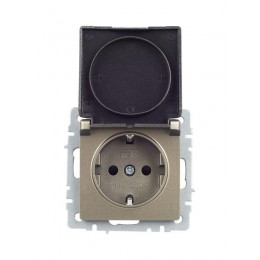 Розетка BRITE РСбш10-3-БрШ 16А IP20 с заземл. защ. шторки с крышкой механизм шампань IEK BR-R16-16-K37