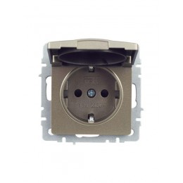 Розетка BRITE РСбш10-3-БрШ 16А IP20 с заземл. защ. шторки с крышкой механизм шампань IEK BR-R16-16-K37