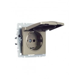 Розетка BRITE РСбш10-3-БрШ 16А IP20 с заземл. защ. шторки с крышкой механизм шампань IEK BR-R16-16-K37