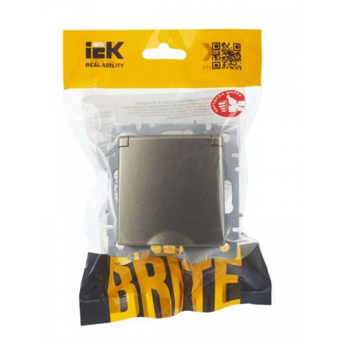 Розетка BRITE РСбш10-3-БрШ 16А IP20 с заземл. защ. шторки с крышкой механизм шампань IEK BR-R16-16-K37