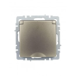 Розетка BRITE РСбш10-3-БрШ 16А IP20 с заземл. защ. шторки с крышкой механизм шампань IEK BR-R16-16-K37