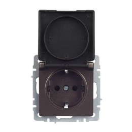 Розетка BRITE РСбш10-3-БрТБ 16А IP20 с заземл. защ. шторки с крышкой механизм бронза IEK BR-R16-16-K45