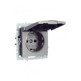 Розетка BRITE РСбш10-3-БрС 16А IP20 с заземл. защ. шторки с крышкой механизм сталь IEK BR-R16-16-K46