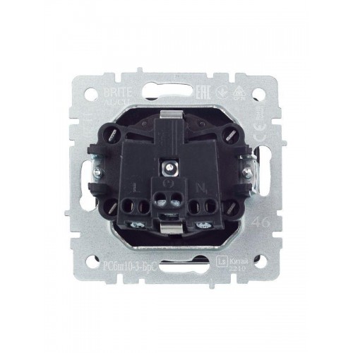 Розетка BRITE РСбш10-3-БрС 16А IP20 с заземл. защ. шторки с крышкой механизм сталь IEK BR-R16-16-K46