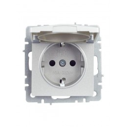 Розетка BRITE РСбш10-3-БрА 16А IP20 с заземл. защ. шторки с крышкой механизм алюм. IEK BR-R16-16-K47