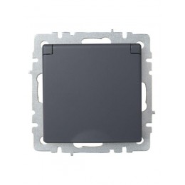 Розетка BRITE РСбш10-3-БрГ 16А IP20 с заземл. защ. шторки с крышкой механизм графит IEK BR-R16-16-K53