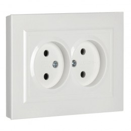 Розетка 2-м СП BRITE РС12-2-БрБ 10А в сборе без заземл. без защ. шторок бел. IEK BR-R20-10-K01-F