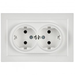 Розетка 2-м СП BRITE РС12-3-БрБ 16А в сборе с заземл. без защ. шторок бел. IEK BR-R21-16-K01-F