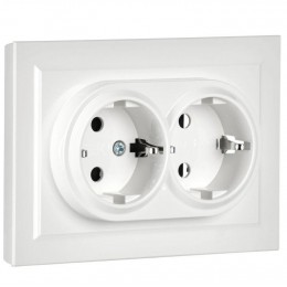 Розетка 2-м СП BRITE РС12-3-БрБ 16А в сборе с заземл. без защ. шторок бел. IEK BR-R21-16-K01-F