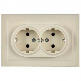 Розетка 2-м СП BRITE РС12-3-БрКр 16А в сборе с заземл. без защ. шторок беж. IEK BR-R21-16-K10-F
