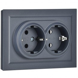 Розетка 2-м СП BRITE РС12-3-БрМ 16А в сборе с заземл. без защ. шторок маренго IEK BR-R21-16-K35-F