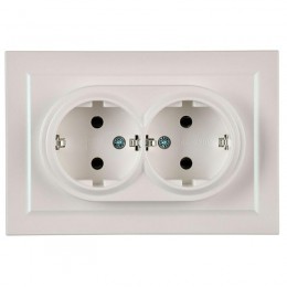 Розетка 2-м СП BRITE РС12-3-БрЖ 16А в сборе с заземл. без защ. шторок жемчуж. IEK BR-R21-16-K36-F