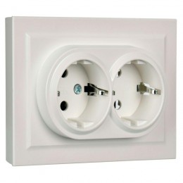 Розетка 2-м СП BRITE РС12-3-БрЖ 16А в сборе с заземл. без защ. шторок жемчуж. IEK BR-R21-16-K36-F