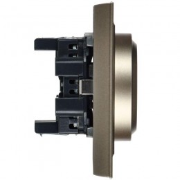 Розетка 2-м СП BRITE РС12-3-БрШ 16А в сборе с заземл. без защ. шторок шампань IEK BR-R21-16-K37-F