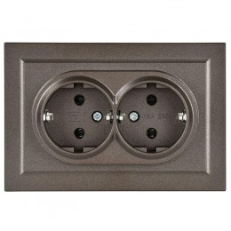 Розетка 2-м СП BRITE РС12-3-БрТБ 16А в сборе с заземл. без защ. шторок бронза IEK BR-R21-16-K45-F