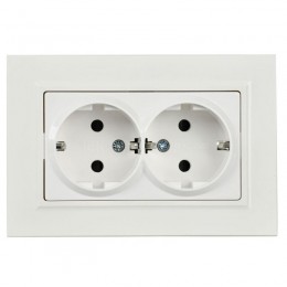 Розетка 2-м СП BRITE РСш12-3-БрБ 16А в сборе с заземл. защ. шторки бел. IEK BR-R24-16-K01-F