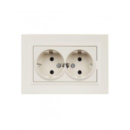 Розетка 2-м СП BRITE РСш12-3-БрКр 16А в сборе с заземл. защ. шторки беж. IEK BR-R24-16-K10-F