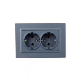 Розетка 2-м СП BRITE РСш12-3-БрМ 16А в сборе с заземл. защ. шторки маренго IEK BR-R24-16-K35-F