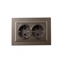 Розетка 2-м СП BRITE РСш12-3-БрТБ 16А в сборе с заземл. защ. шторки бронза IEK BR-R24-16-K45-F