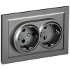 Розетка 2-м СП BRITE РСш12-3-БрС 16А в сборе с заземл. защ. шторки сталь IEK BR-R24-16-K46-F