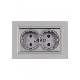 Розетка 2-м СП BRITE РСш12-3-БрС 16А в сборе с заземл. защ. шторки сталь IEK BR-R24-16-K46-F