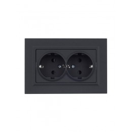 Розетка 2-м СП BRITE РСш12-3-БрГ 16А в сборе с заземл. защ. шторки графит IEK BR-R24-16-K53-F