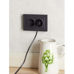 Розетка 2-м СП BRITE РСш12-3-БрГ 16А в сборе с заземл. защ. шторки графит IEK BR-R24-16-K53-F