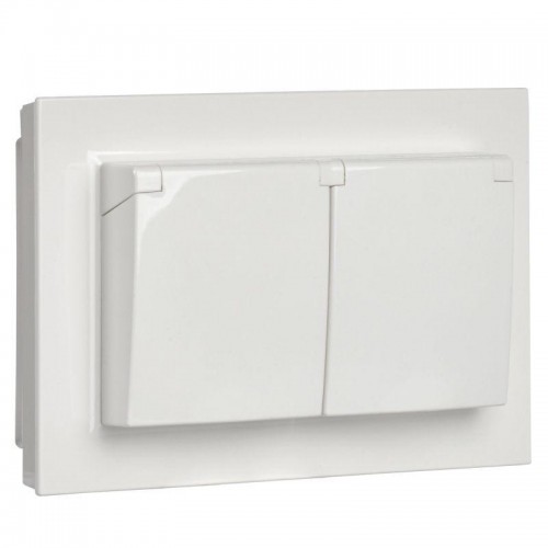 Розетка 2-м СП BRITE РСбш12-3-44-БрБ 16А в сборе IP44 с крышкой бел. IEK BR-R26-16-44-K01-F