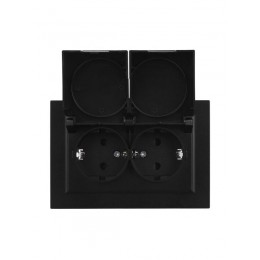 Розетка 2-м СП BRITE РСбш12-3-44-БрЧ 16А в сборе IP44 с крышкой черн. IEK BR-R26-16-44-K02-F