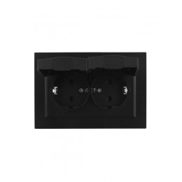 Розетка 2-м СП BRITE РСбш12-3-44-БрЧ 16А в сборе IP44 с крышкой черн. IEK BR-R26-16-44-K02-F