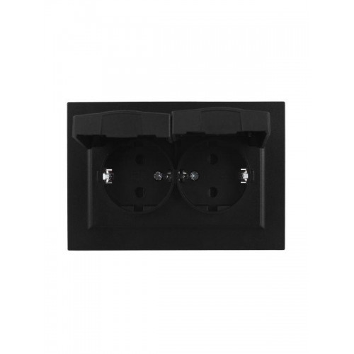 Розетка 2-м СП BRITE РСбш12-3-44-БрЧ 16А в сборе IP44 с крышкой черн. IEK BR-R26-16-44-K02-F