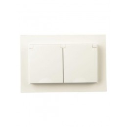 Розетка 2-м СП BRITE РСбш12-3-44-БрКр 16А в сборе IP44 с крышкой беж. IEK BR-R26-16-44-K10-F