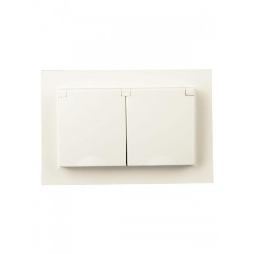 Розетка 2-м СП BRITE РСбш12-3-44-БрКр 16А в сборе IP44 с крышкой беж. IEK BR-R26-16-44-K10-F