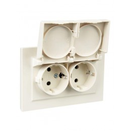 Розетка 2-м СП BRITE РСбш12-3-44-БрКр 16А в сборе IP44 с крышкой беж. IEK BR-R26-16-44-K10-F