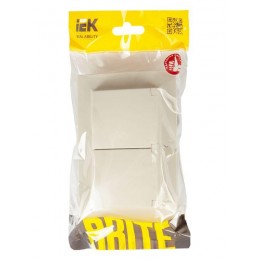 Розетка 2-м СП BRITE РСбш12-3-44-БрКр 16А в сборе IP44 с крышкой беж. IEK BR-R26-16-44-K10-F