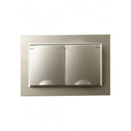 Розетка 2-м СП BRITE РСбш12-3-44-БрШ 16А в сборе IP44 с крышкой шампань IEK BR-R26-16-44-K37-F