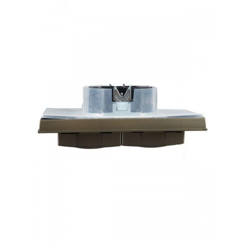 Розетка 2-м СП BRITE РСбш12-3-44-БрШ 16А в сборе IP44 с крышкой шампань IEK BR-R26-16-44-K37-F