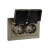 Розетка 2-м СП BRITE РСбш12-3-44-БрШ 16А в сборе IP44 с крышкой шампань IEK BR-R26-16-44-K37-F