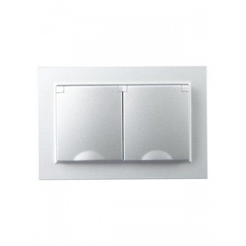 Розетка 2-м СП BRITE РСбш12-3-44-БрА 16А в сборе IP44 с крышкой алюм. IEK BR-R26-16-44-K47-F